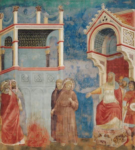 The Trial by Fire, St. Francis offers to walk through fire, to convert the Sultan of Egypt in 1219 a Giotto di Bondone