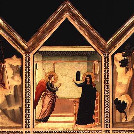 Annunciation, from the St. Reparata Polyptych (reverse of central panel) (detail of 66558 a Giotto di Bondone