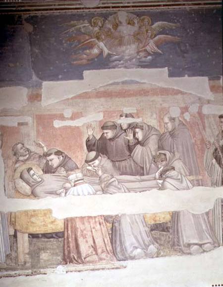 The Death of St. Francis, detail of bier, from the Bardi chapel a Giotto di Bondone