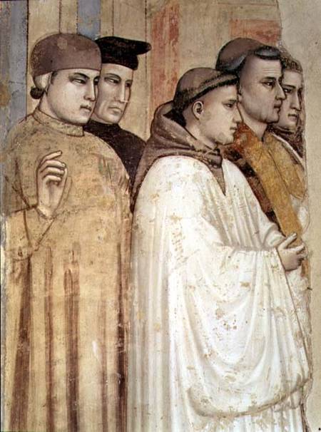 The Death of St. Francis, detail of the standing mourners on the left hand side, from the Bardi chap a Giotto di Bondone