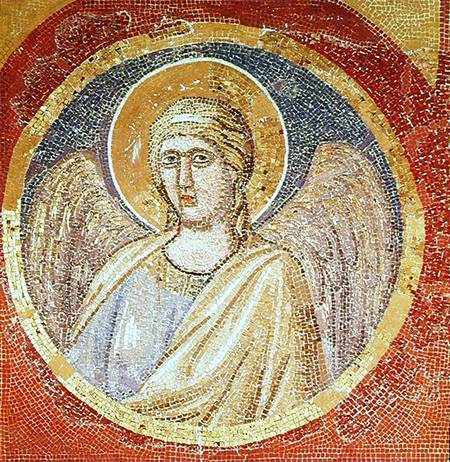 Detail of an angel from the Navicella, the Ship of the Church a Giotto di Bondone