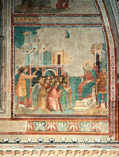 Joseph stellt seiner Brueder wegen des gestohlenen Bechers zur Rede a Giotto di Bondone