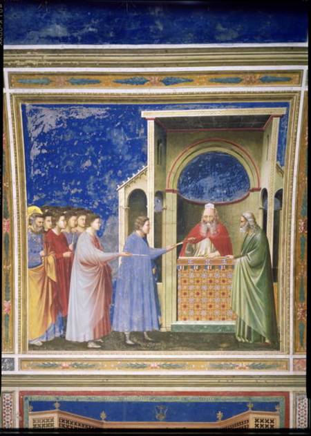 The Virgin's Suitors Presenting their Rods at the Temple a Giotto di Bondone