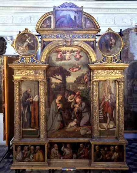 Polyptych showing the Nativity and other religious scenes a Giovan Filippo Crescuolo