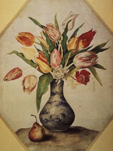 Blue China Vase of Tulips a Giovanna Garzoni