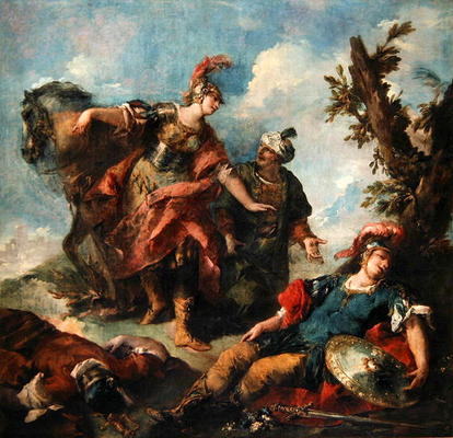 Herminia and Vaprinus Happen upon the Wounded Tancredi after his Duel with Argante, c.1750-55 (oil o a Giovanni Antonio Guardi