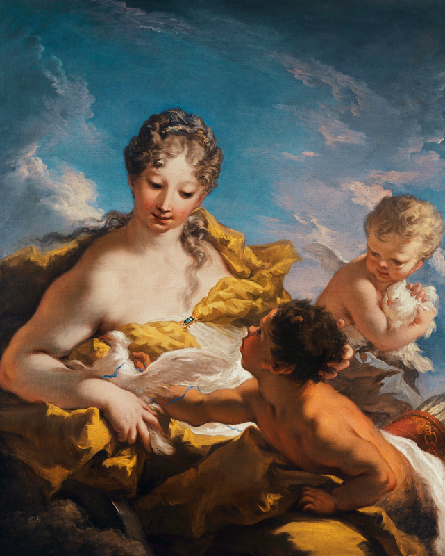 Venus and Cupid (oil on canvas) a Giovanni Antonio Pellegrini