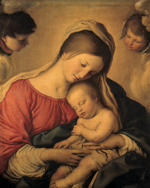 Maria with the slumbering Jesuskind. a Giovan Battista detto "Il Sassoferrato" Salvi