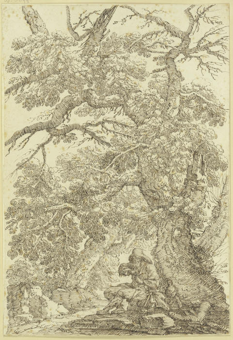 Unter Bäumen sitzt ein Bettler a Giovanni Battista Albani