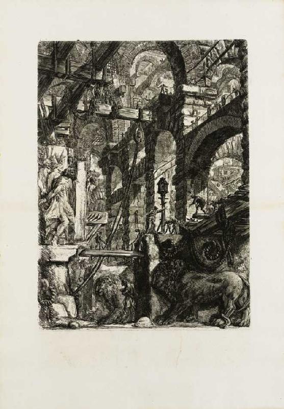Carceri (Kerker) - Blatt 5: Die Löwenreliefs (aus der 4. Auflage, 1800-09) a Giovanni Battista Piranesi