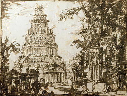 Neo-classical Structures (pen & ink on paper) a Giovanni Battista Piranesi