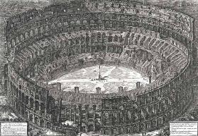 Aerial view of the Colosseum in Rome from 'Views of Rome', first published in 1756, printed Paris 18