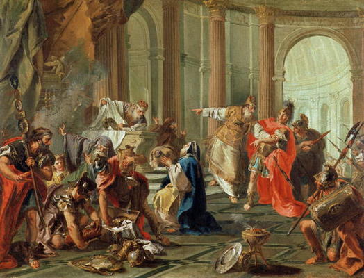 Crassus Ransacks the Temple of Jerusalem, 1743 (oil on canvas) a Giovanni Battista Pittoni