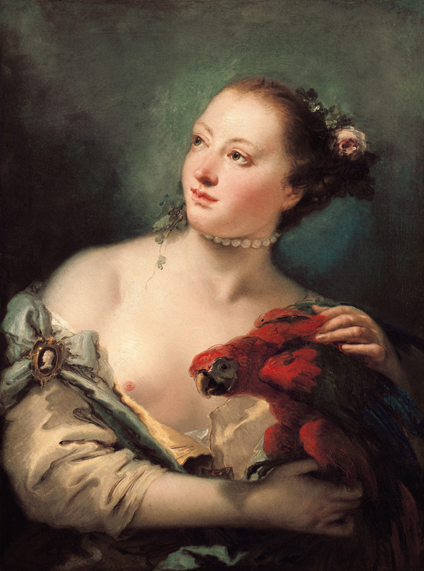A Young Woman With a Macaw a Giovanni Battista Tiepolo