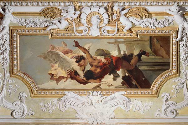 An Angel Saving a Falling Craftsman from Collapsing Scaffolding from the 'Sala Capitolare' (Hall of a Giovanni Battista Tiepolo