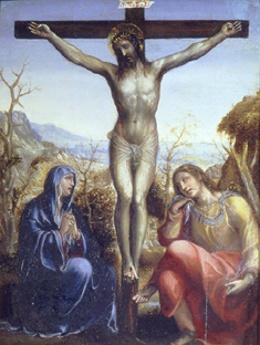Christus am Kreuz mit Maria und Johannes dem Evangelisten a Giovanni Bazzi Sodoma