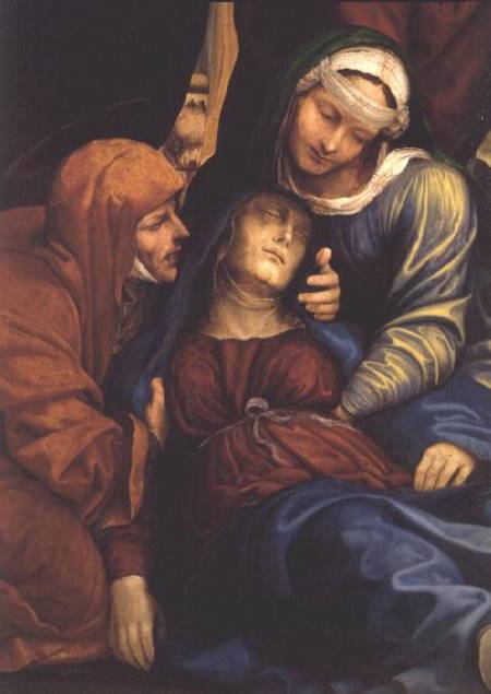 Detail of Deposition (altarpiece) showing Madonna fainting a Giovanni Bazzi Sodoma