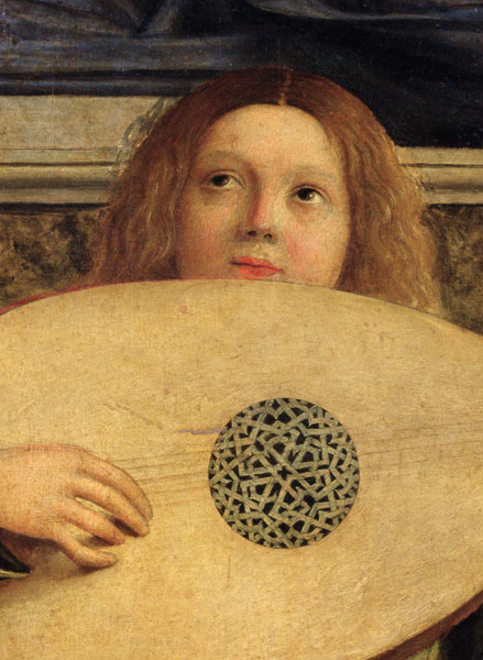 The San Giobbe Altarpiece, detail of angel playing music, c.1487 (detail of 55433) a Giovanni Bellini