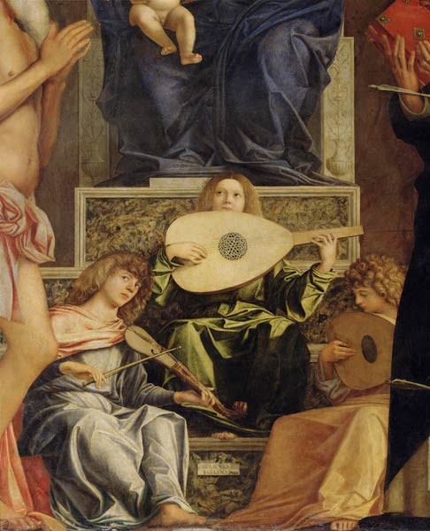 The San Giobbe Altarpiece, detail of music-making angels a Giovanni Bellini