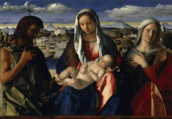 Bellini, Giovanni c.1432 - 1516. ''Mary with the Child, John the Baptist and a female saint'', betwe a Giovanni Bellini