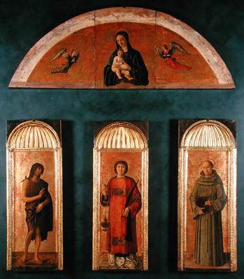 St. Lawrence between John the Baptist and St. Anthony of Padua, in the lunette Madonna and Child wit a Giovanni Bellini