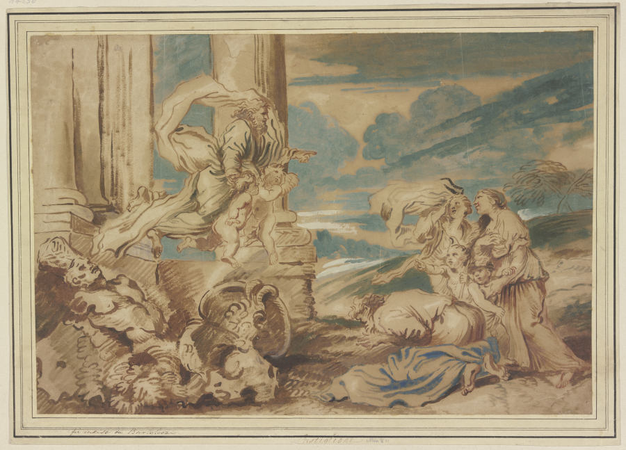 Gott erscheint vor Abraham (oder Jakob?) und seiner Familie a Giovanni Benedetto Castiglione