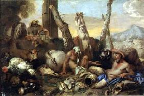 The Fable of Diogenes, looking with a lantern for a good man