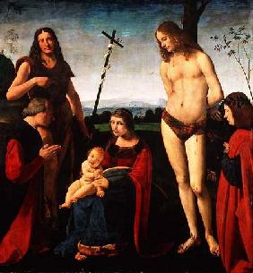 Madonna and Child with SS. John the Baptist and Sebastian Between Two Donors