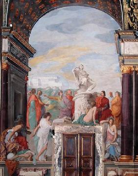 Lorenzo de' Medici (1449-92) surrounded by artists, by a statue of Plato