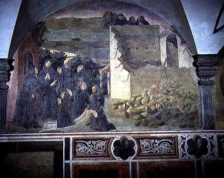 St. Benedict Restoring Life to the Crushed Monk detail from a fresco cycle of the Life of St. Benedi a Giovanni  di Consalvo
