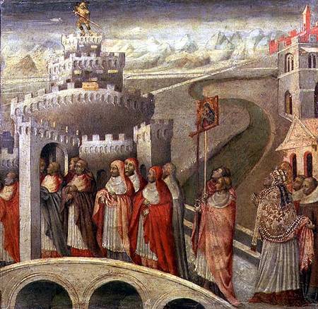 Procession of St. Gregory to the Castel St. Angelo a Giovanni  di Paolo di Grazia