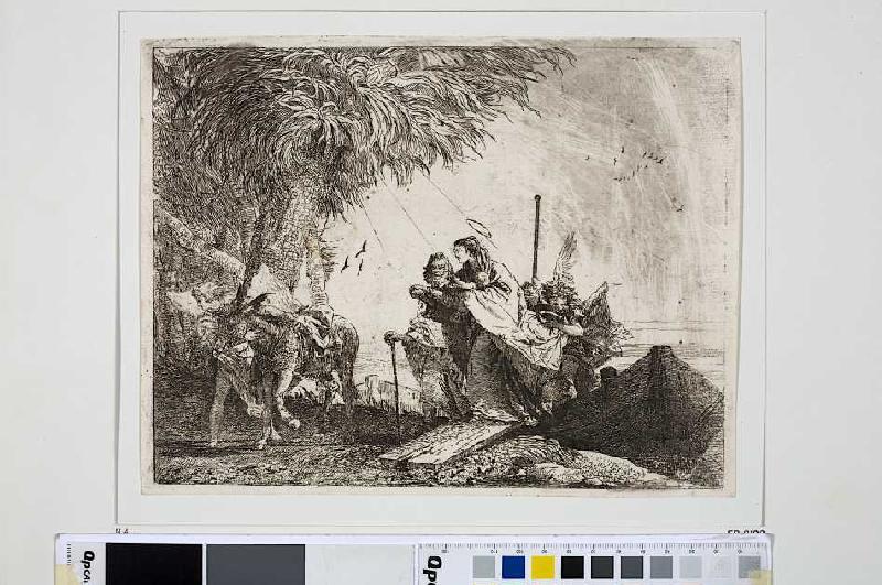Ankunft am anderen Ufer, aus der Serie Die Flucht nach Ägypten a Giovanni Domenico Tiepolo