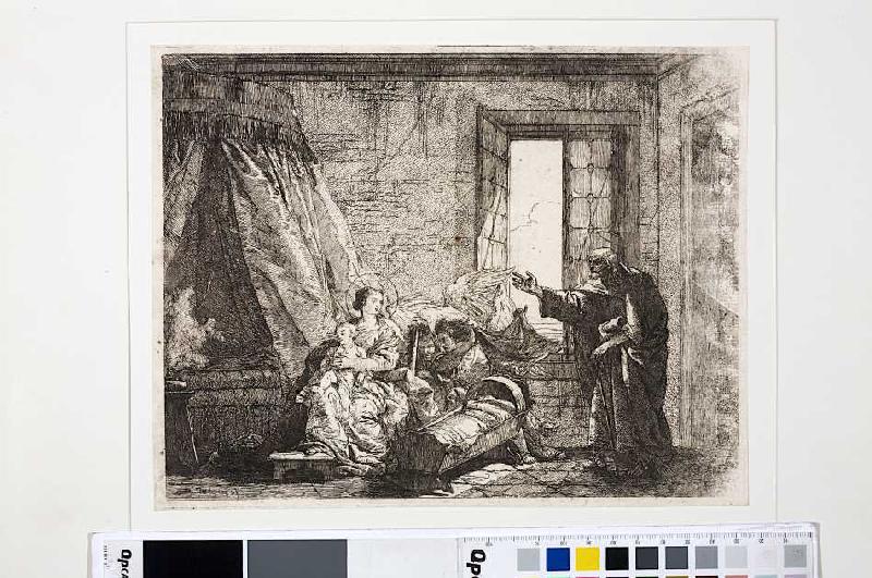 Joseph berichtet Maria von der Aufforderung zur Flucht, aus der Serie Die Flucht nach Ägypten a Giovanni Domenico Tiepolo