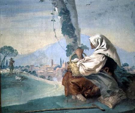 Old Peasant Woman with a Basket of Eggs from the 'Foresteria' ( 1757 a Giovanni Domenico Tiepolo