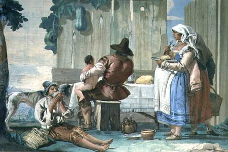 Peasants Eating out of Doors from the 'Foresteria' ( 1757 a Giovanni Domenico Tiepolo