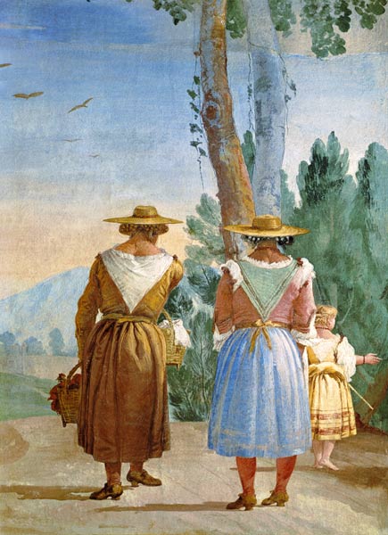 Two Peasant Women and a Child Seen from Behind from the 'Foresteria' ( 1757 a Giovanni Domenico Tiepolo