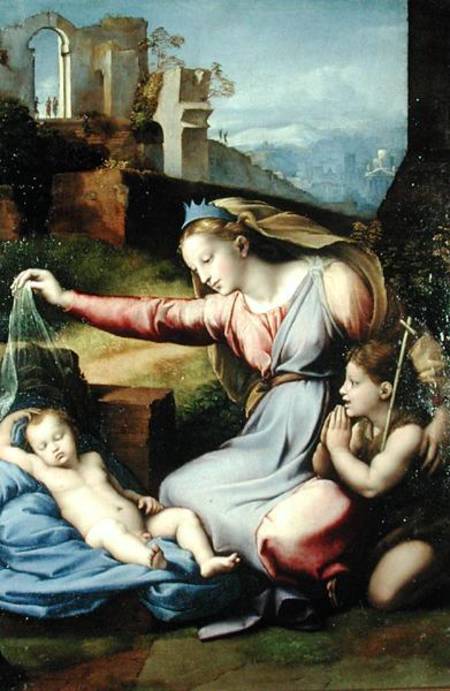 Virgin of the Veil (The Virgin of the Blue Diadem) a Giovanni Francesco Penni