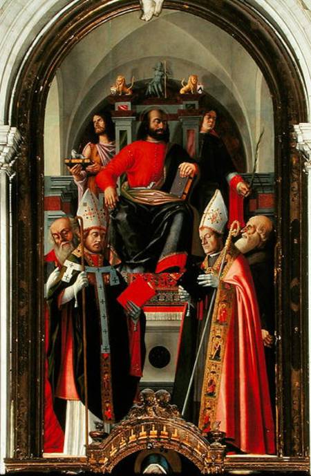 Saint Mark enthroned surrounded by Saints a Giovanni Giovanni