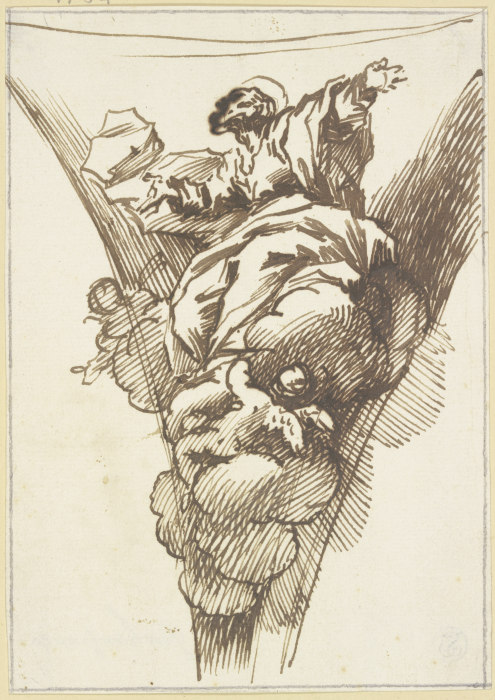Von Engeln getragener Apostel in einem Bogenzwickel a Giovanni Lanfranco