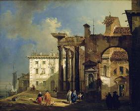 The Portico of the Church of San Lorenzo in Milan, c.1814 (oil on canvas)