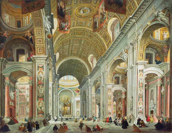 Interior of St. Peter's, Rome a Giovanni Paolo Pannini