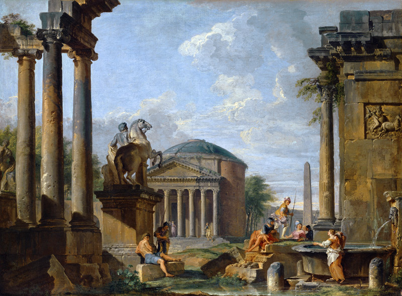 Landscape with Roman Ruins a Giovanni Paolo Pannini