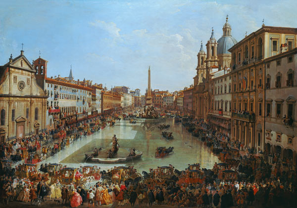 In Rome under water set to Piazza Navona. a Giovanni Paolo Pannini