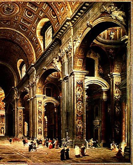 Cardinal Melchior de Polignac (1661-1742) Visiting St. Peter's in Rome  (detail) a Giovanni Paolo Pannini