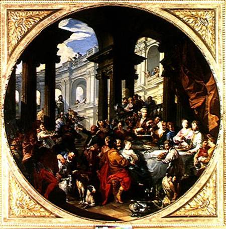 Feast under an Ionic Portico a Giovanni Paolo Pannini