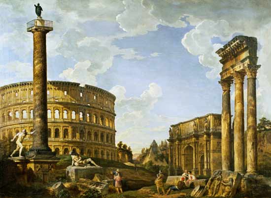 Capriccio romano con il Colosseo, guerriere borghese... a Giovanni Paolo Pannini
