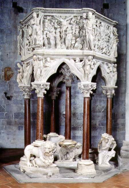 Hexagonal pulpit with dramatic reliefs a Giovanni  Pisano