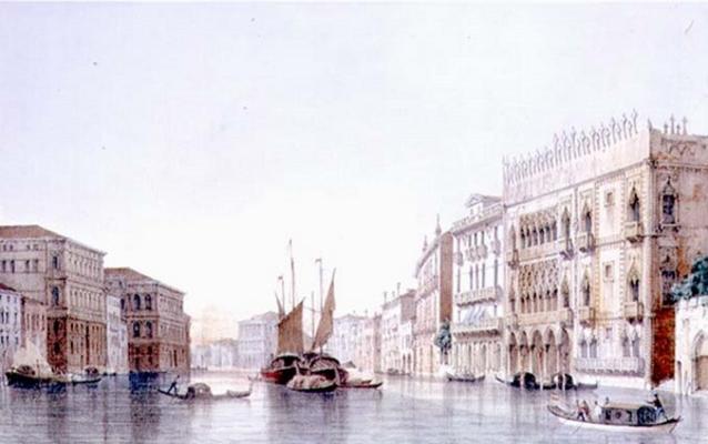 The Grand Canal and the Ca' d'Oro, Venice, engraved by Lefevre (litho) a Giovanni Pividor
