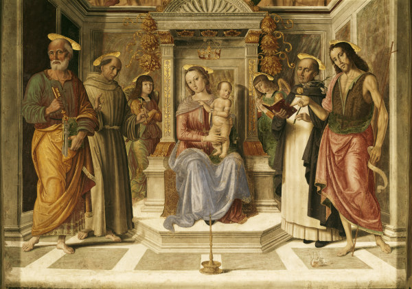 G.Santi, Maria mit Kind u.Heiligen a Giovanni Santi