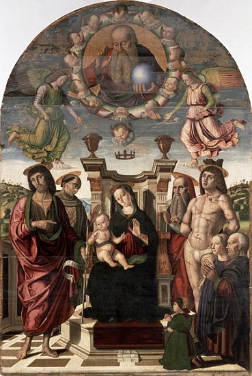The Madonna and Child Enthroned with Saints a Giovanni Santi or Sanzio